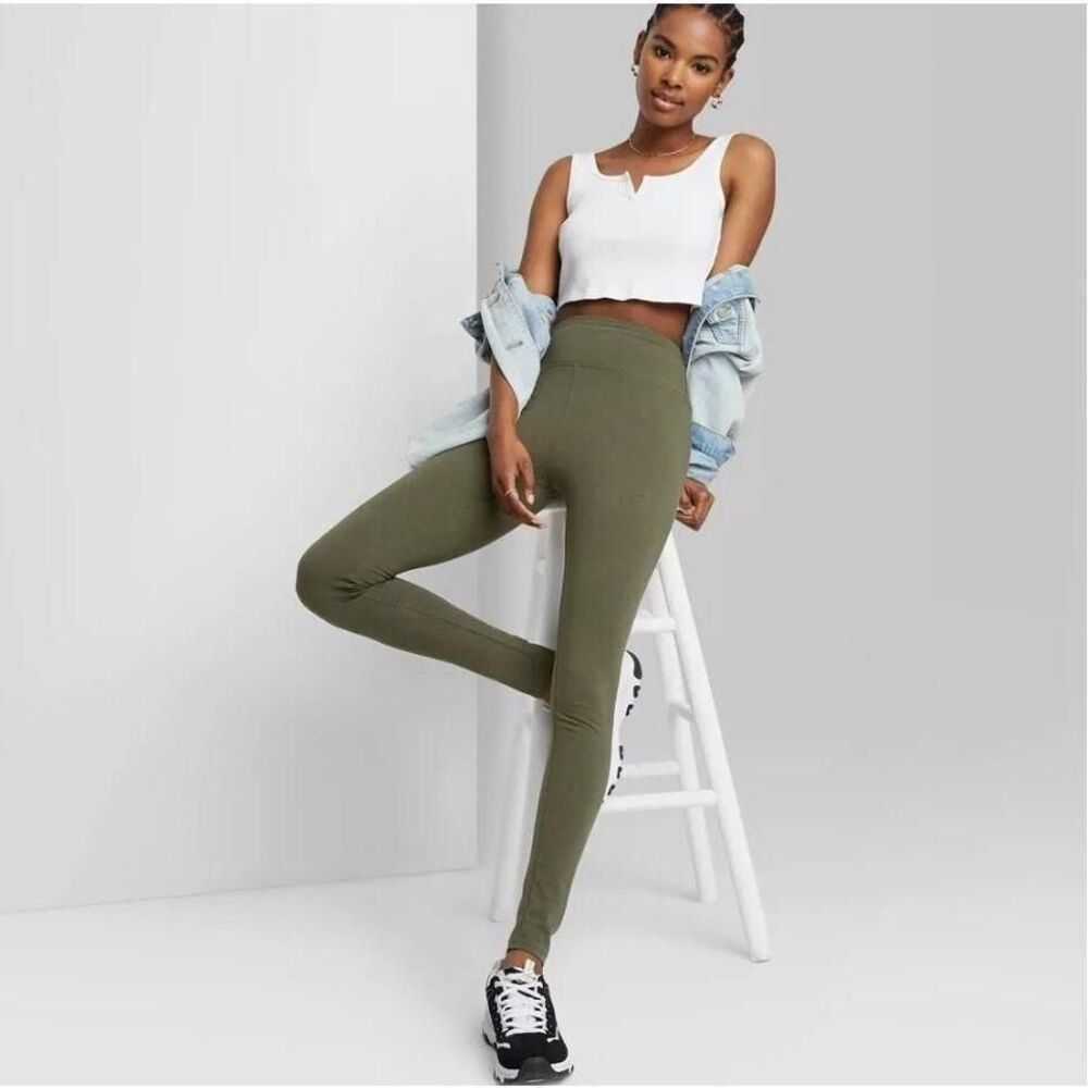 Women's High-Waist Classic Soft Breathable Leggings, Wild Fable Deep Olive XS